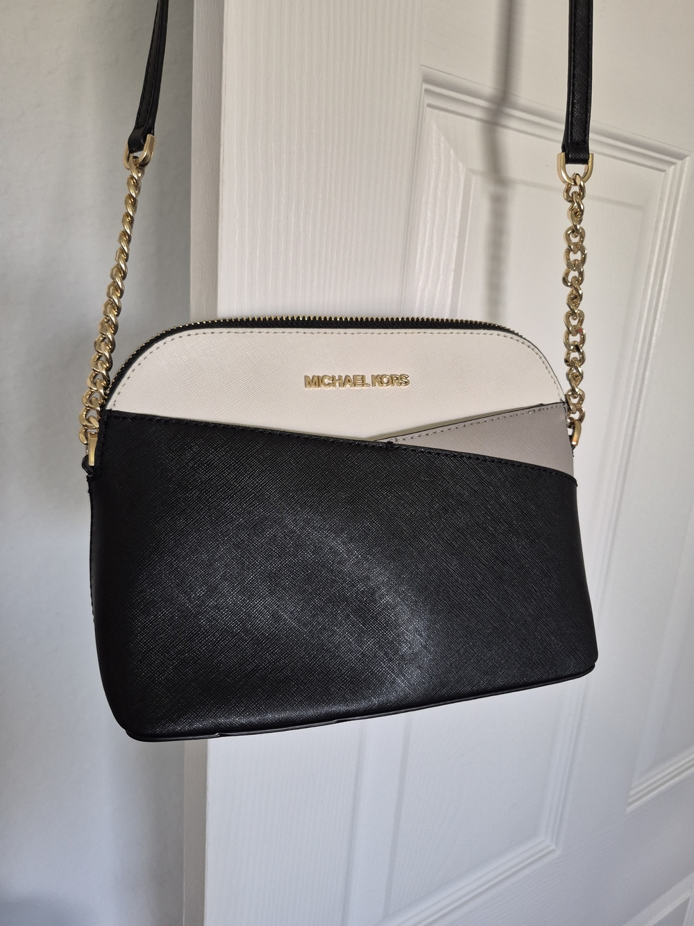 Michael Kors Black & White Leather Crossbody Bag NWT